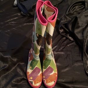 Coach multicolor rain boots